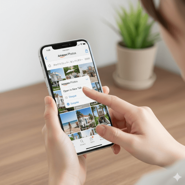 Amazonフォト iPhoneでブラウザ版を開く方法